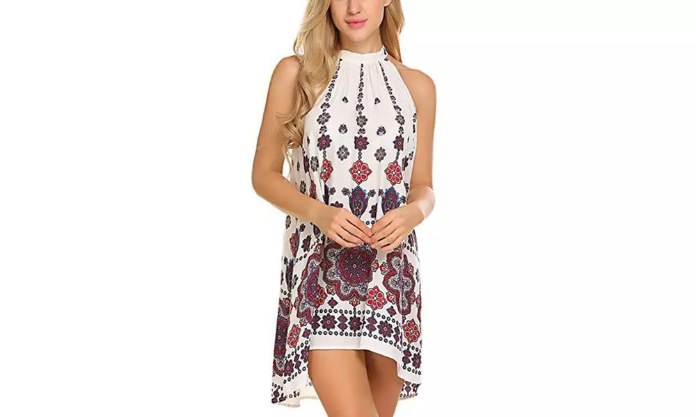 Leo Rosi Women's Emily Printed Halter Summer Dress - Second Medium