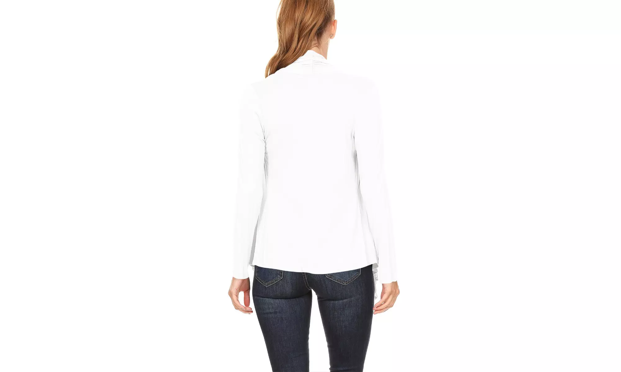 Women's Long Sleeve Draped Neck Open Front Solid Cardigan 