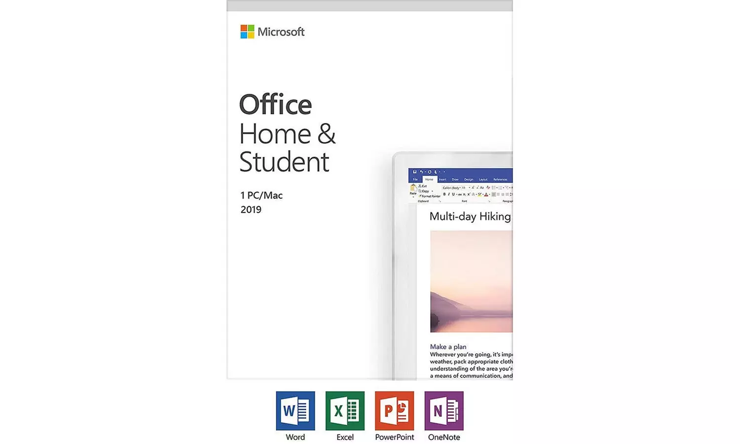 Microsoft Office Home and Student 2019 1 device, Windows 10 PC/Mac Key Card - Primary Image