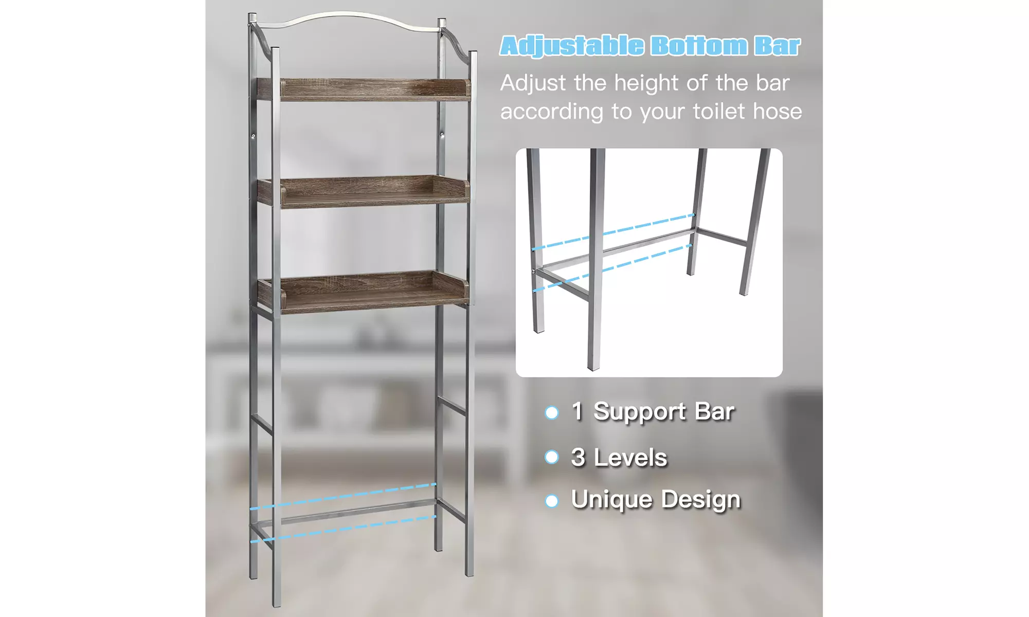Costway 3-Tier Bathroom Spacesaver Storage Rack