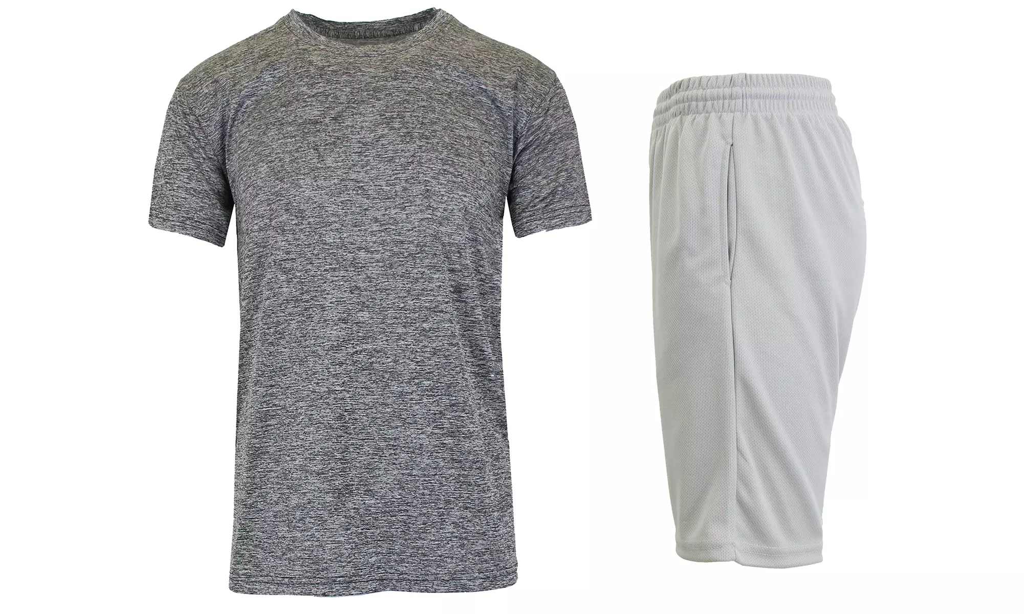 Men's Moisture Wicking Short Sleeve Tee & Mesh Shorts 2-Piece Top & Bottom Set
