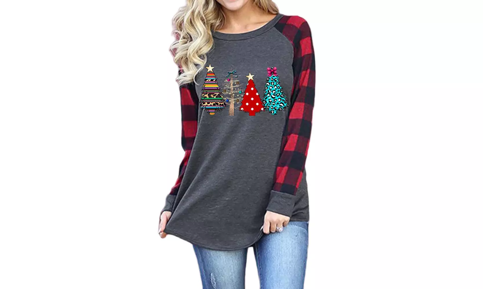 Women's Cute Christmas Plaid Tunic also in Plus Size