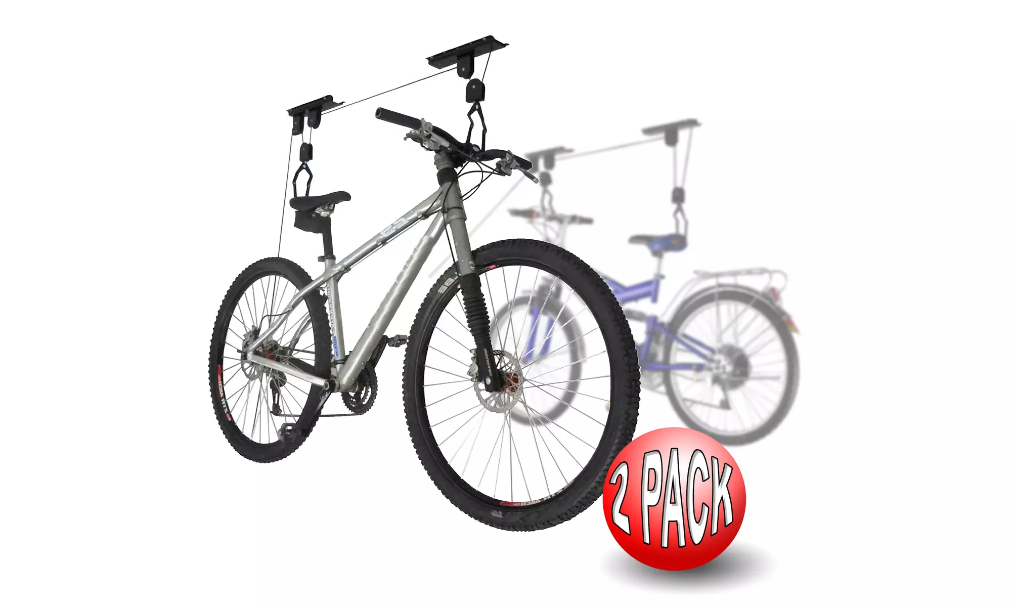 2-Pack RAD Cycle Products Bike Lift Hoist Garage Mtn Bicycle Hoist 100LB Cap - Second Medium