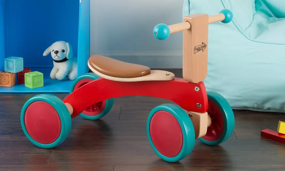 Happy Trails Walk-and-Ride Wooden Balance Bike for Toddlers - Primary Image