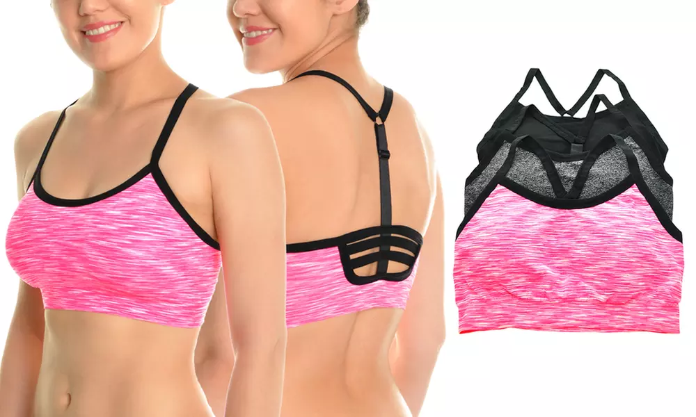 Angelina Seamless Sports Bra with Adjustable Y Strappy Back (3-Pack) - Primary Image