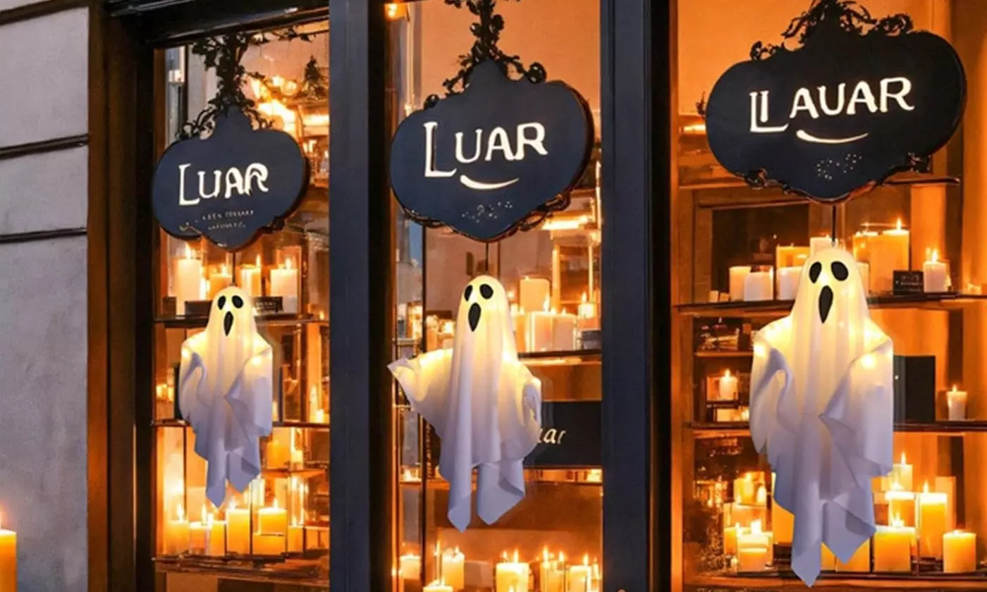Halloween Light Up Hanging Glowing Ghost Pumpkin Flying Ghost Decoration