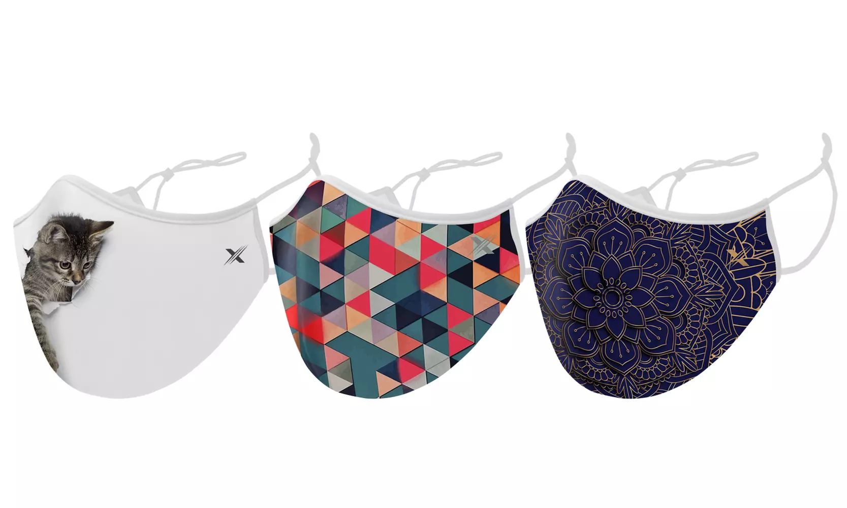 Patterned Double Layer Face Mask With Adjustable Earloop (3-Pack)