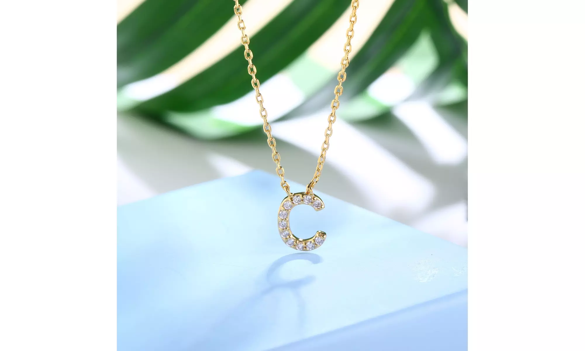 18K Gold Plated cz Initial Necklace