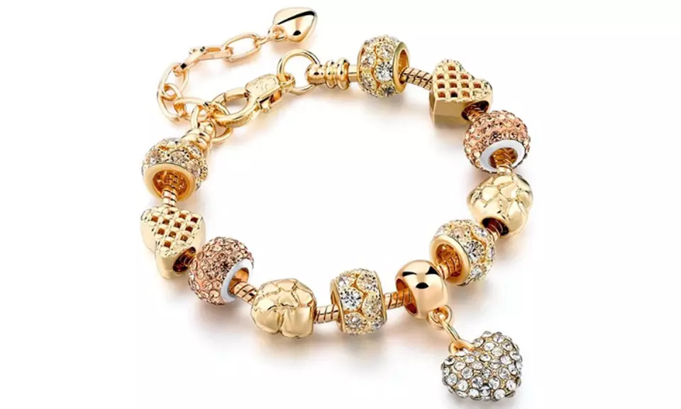 Pandora Inspired 18K Gold Plated 'I Love You' Charm Bracelet-2 Style - Second Medium