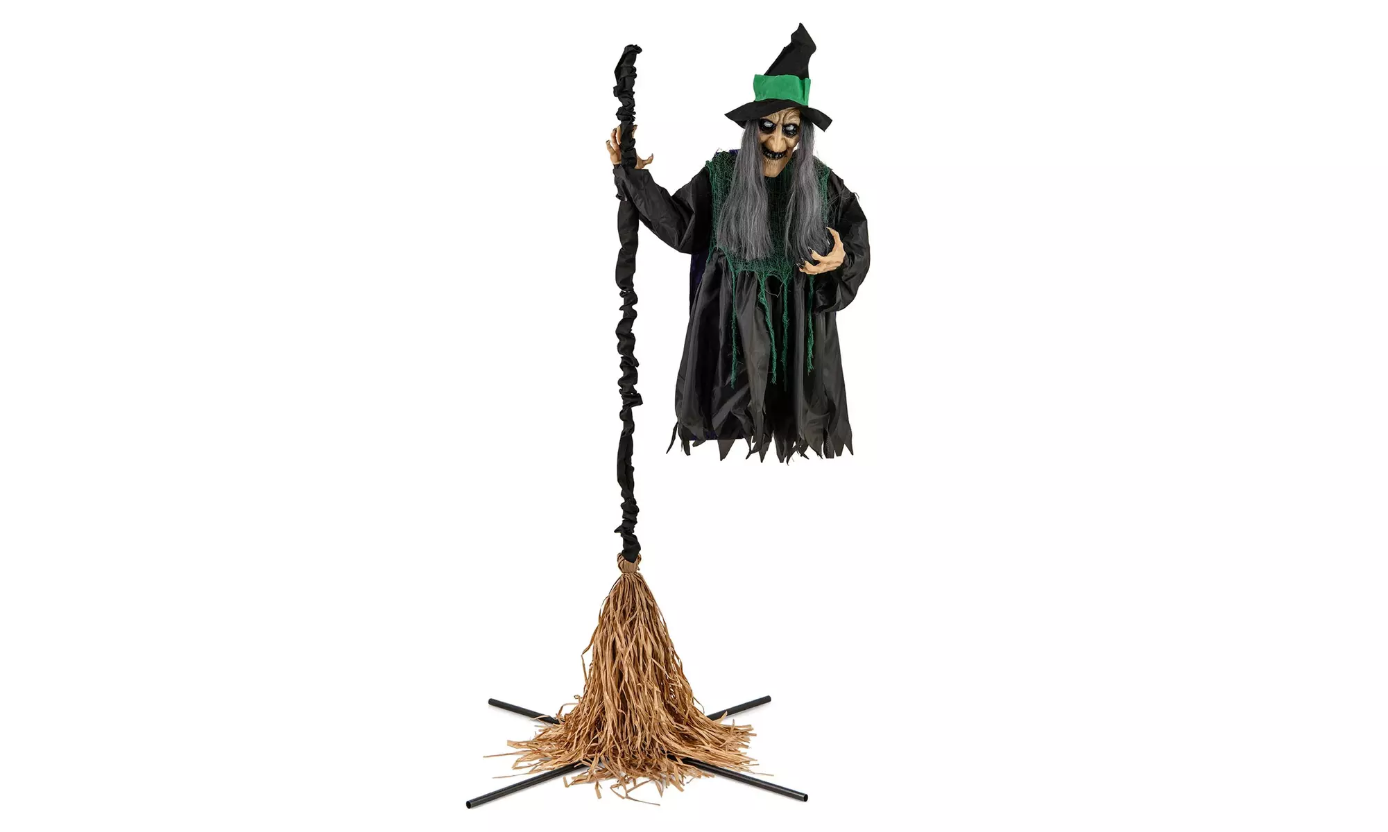 Costway Witch on Broom Halloween Animatronic Life Size Halloween Prop