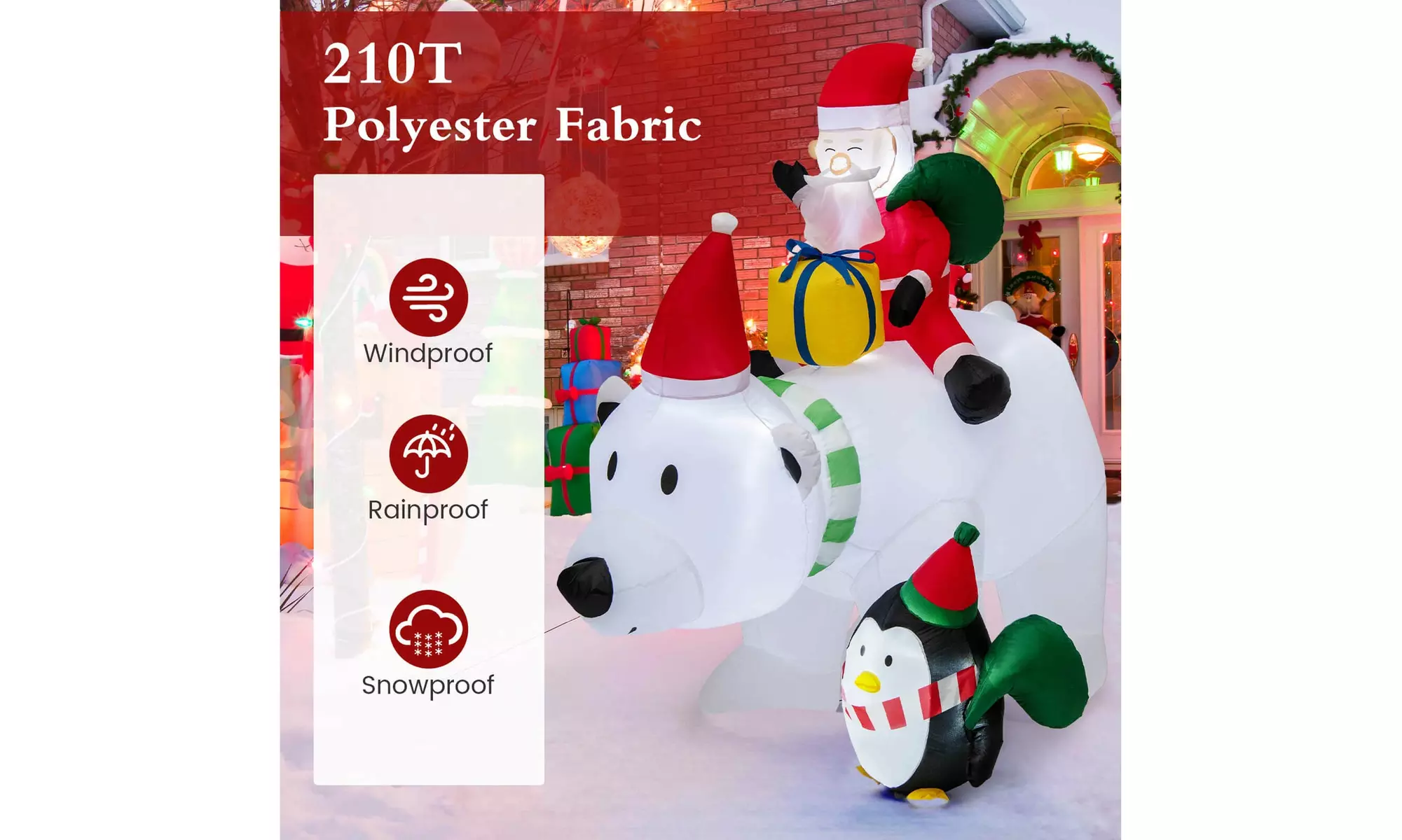Costway Inflatable Christmas Santa Claus Helicopter Snowman Penguin Lights