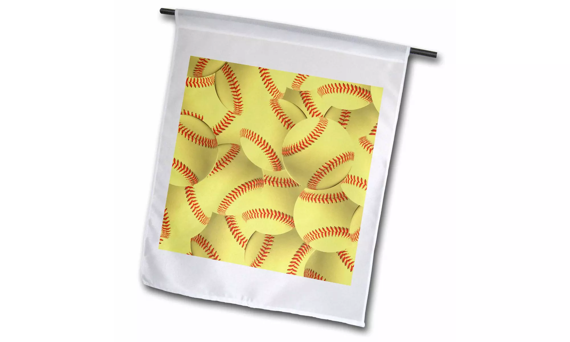  Garden Flag Softball pattern - yellow red stitched balls - Soft ball sport - Primary Image