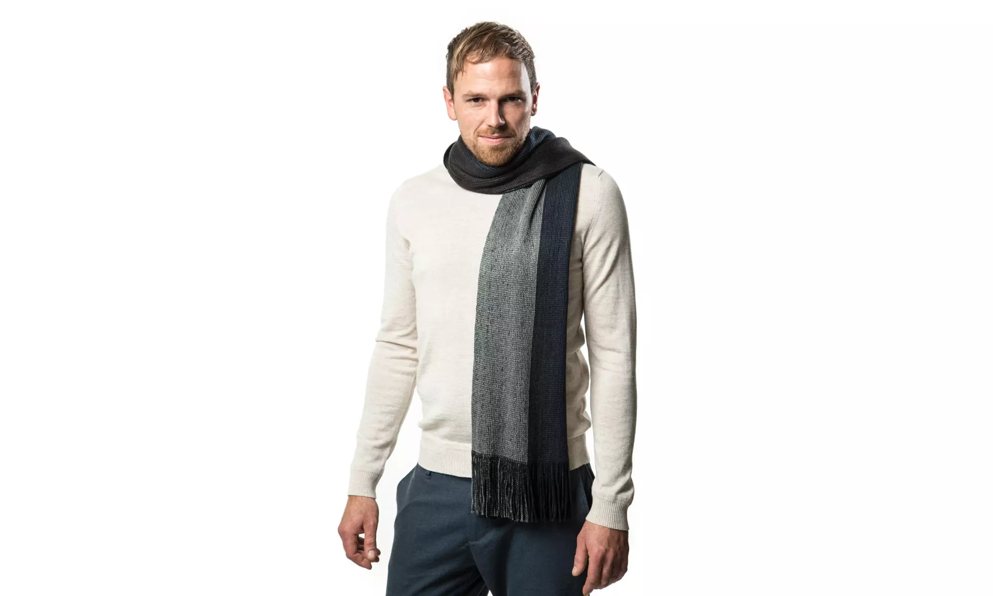 Mio Marino Men's Knit Striped Winter Fashion Scarf In An Elegant Gift Box