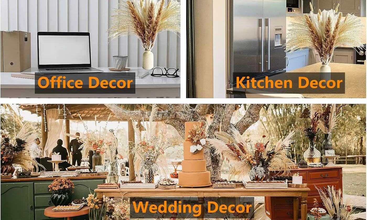 110 PCS Boho Naturally Dried Pampas Grass for Wedding, Party, Thanksgiving Décor