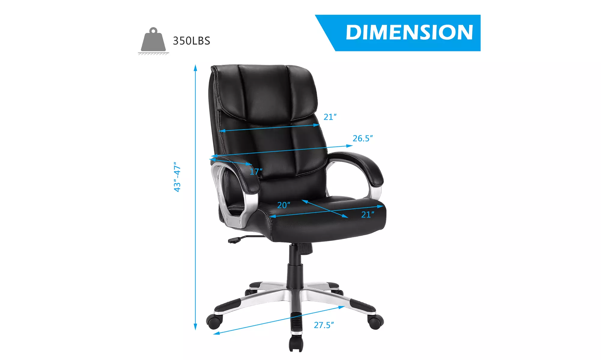 Costway Executive High Back Big & Tall Leather Adjustable Computer Desk Chair
