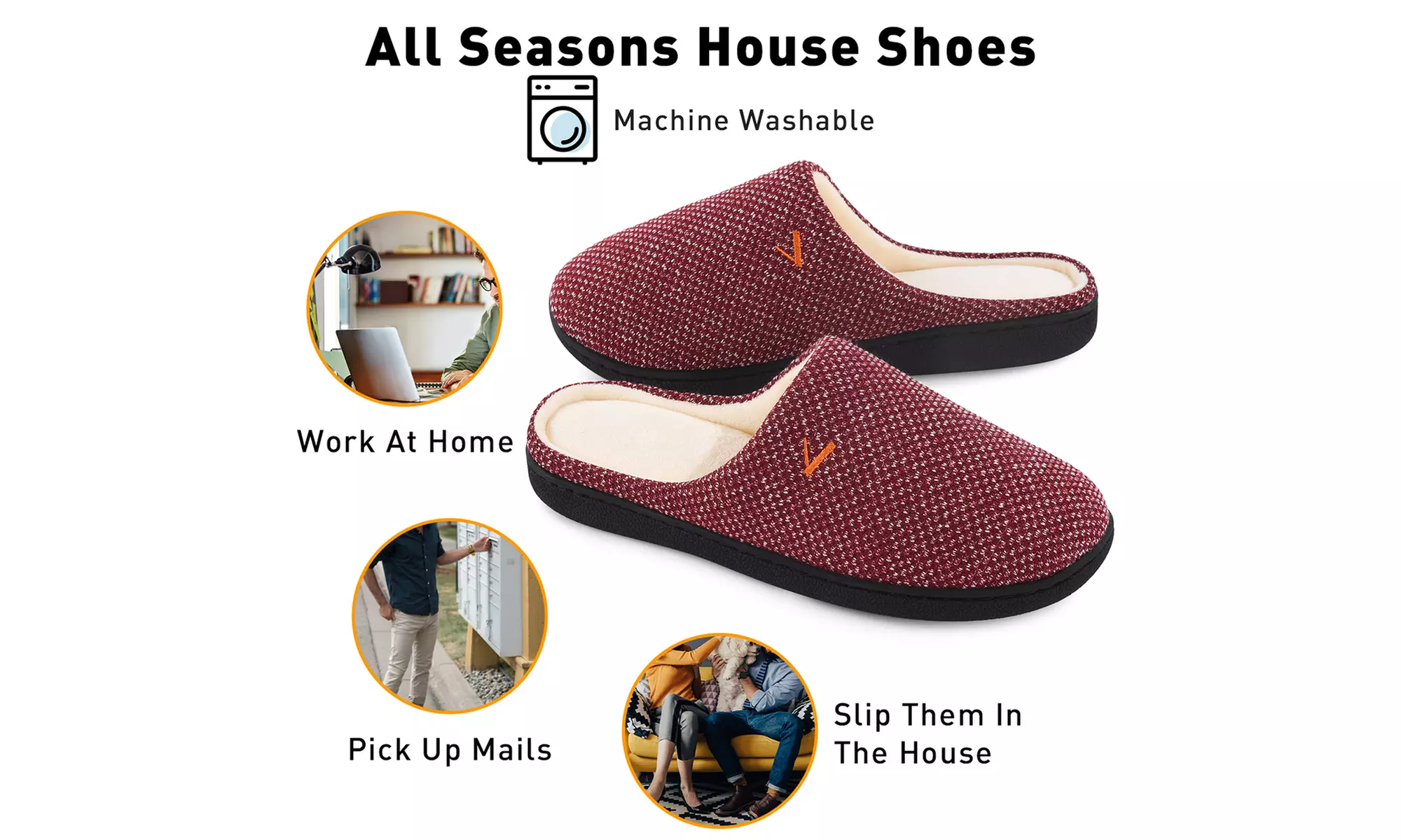 VONMAY Womens Slippers Two-Tone Cozy House Shoes Memory Foam Slide Slippers