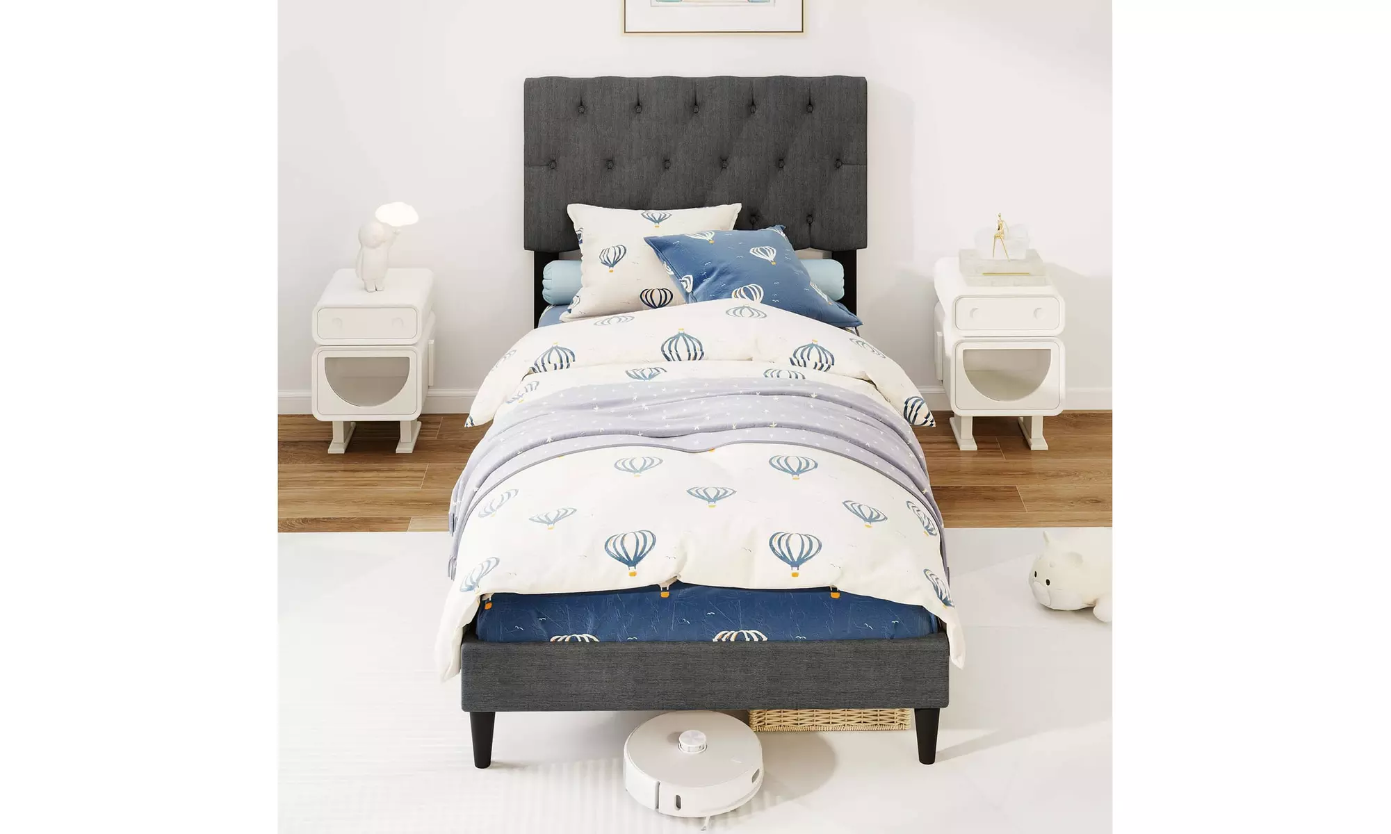 Costway Bed Frame with High Headboard and Wooden Slats