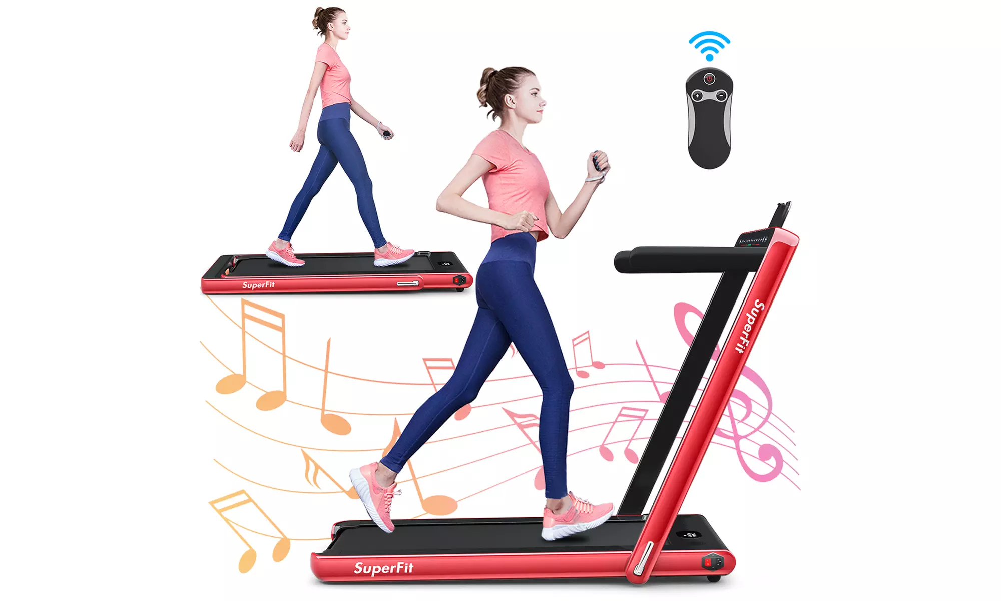 Costway 2 in 1 Folding Treadmill 2.25HP Running Machine w/ Dual display APP - Primary Image