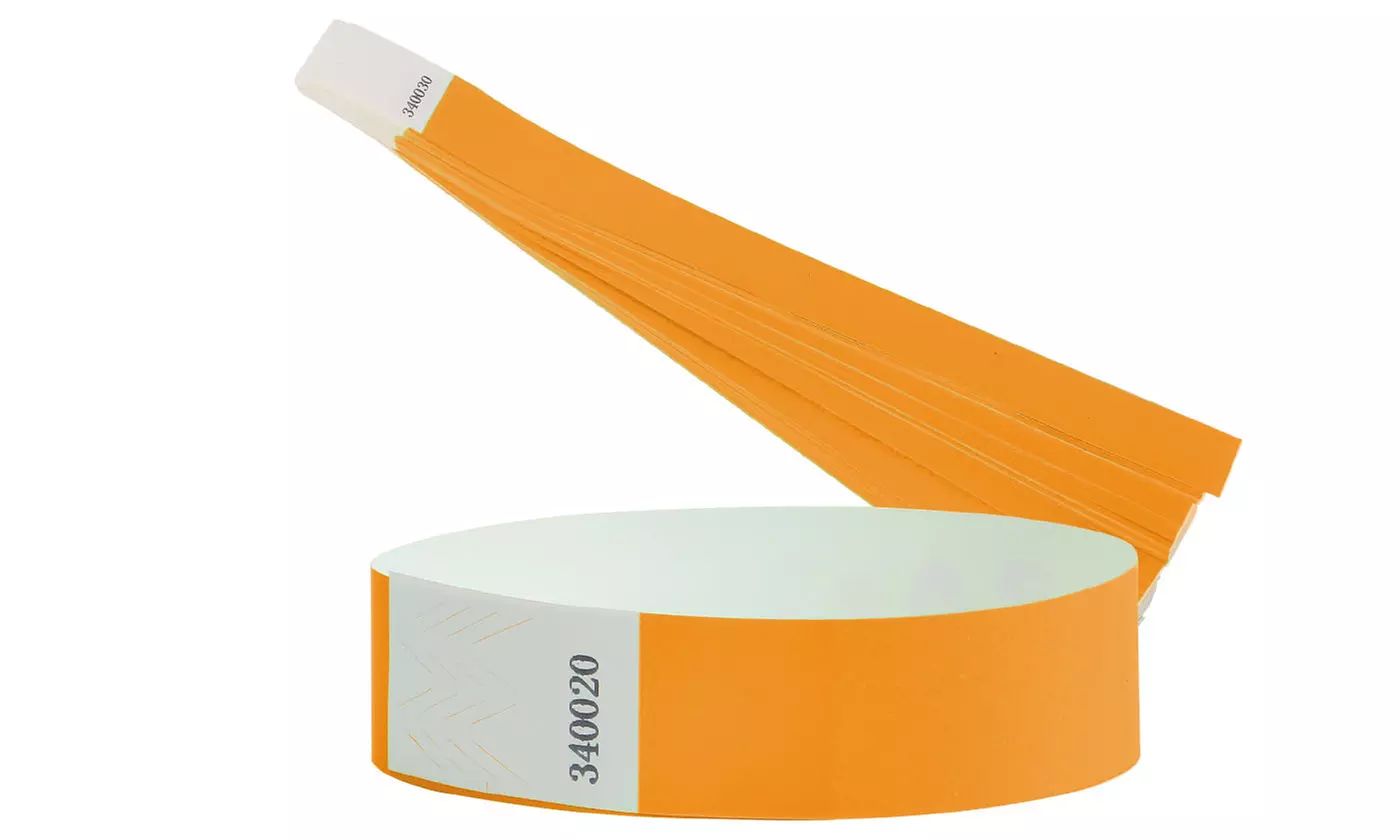100Pcs Waterproof Hand Bands Neon Wrist Bands for Events Concert Wristbands Adhe