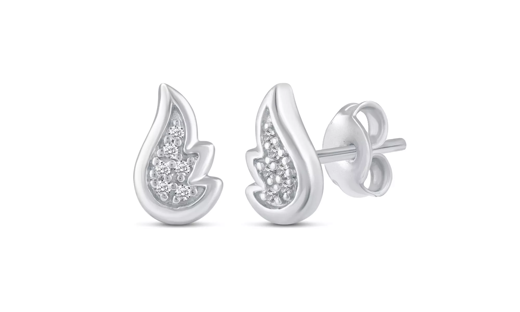 1/30 Cttw Natural Diamond Angel Wing Stud Earrings in 925 Sterling Silver