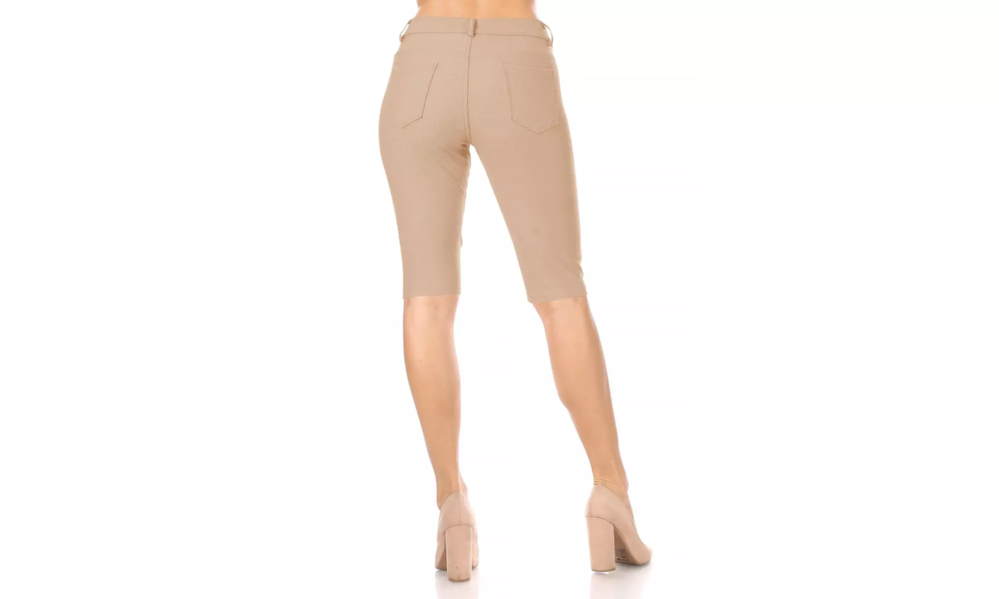 Women's Casual Solid High Waist Slim Fit Bermuda Shorts