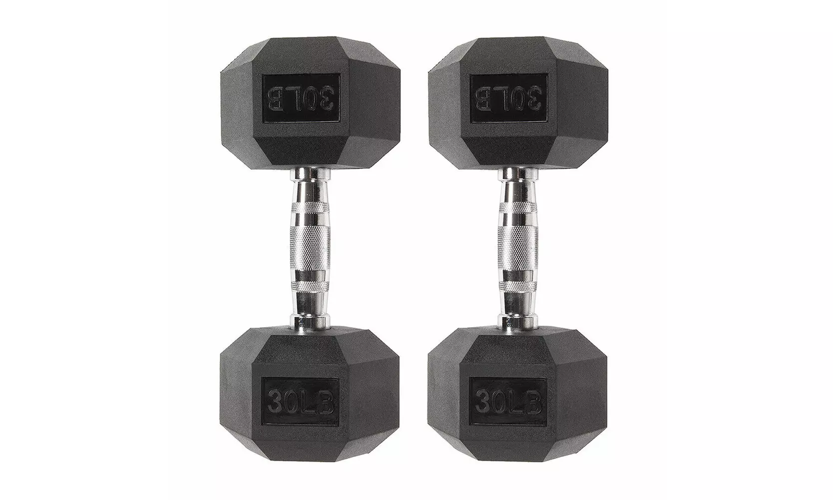 30lbs Rubber Coated Hex Dumbbells, Home Gym Training Hex Dumbbell