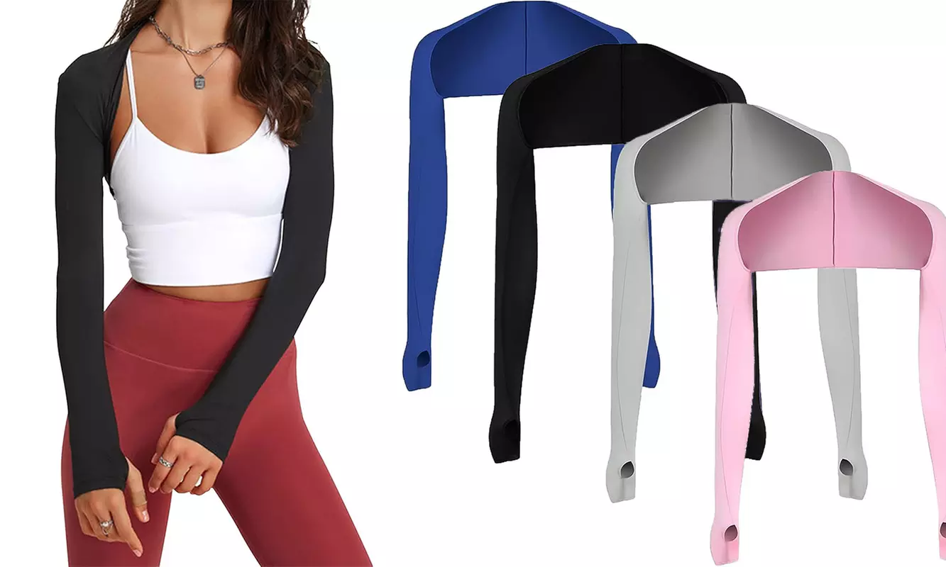Cooling Shawl Arm Sleeves with Finger Holes for Sun Protection Anti-UV Shrug - Primary Image