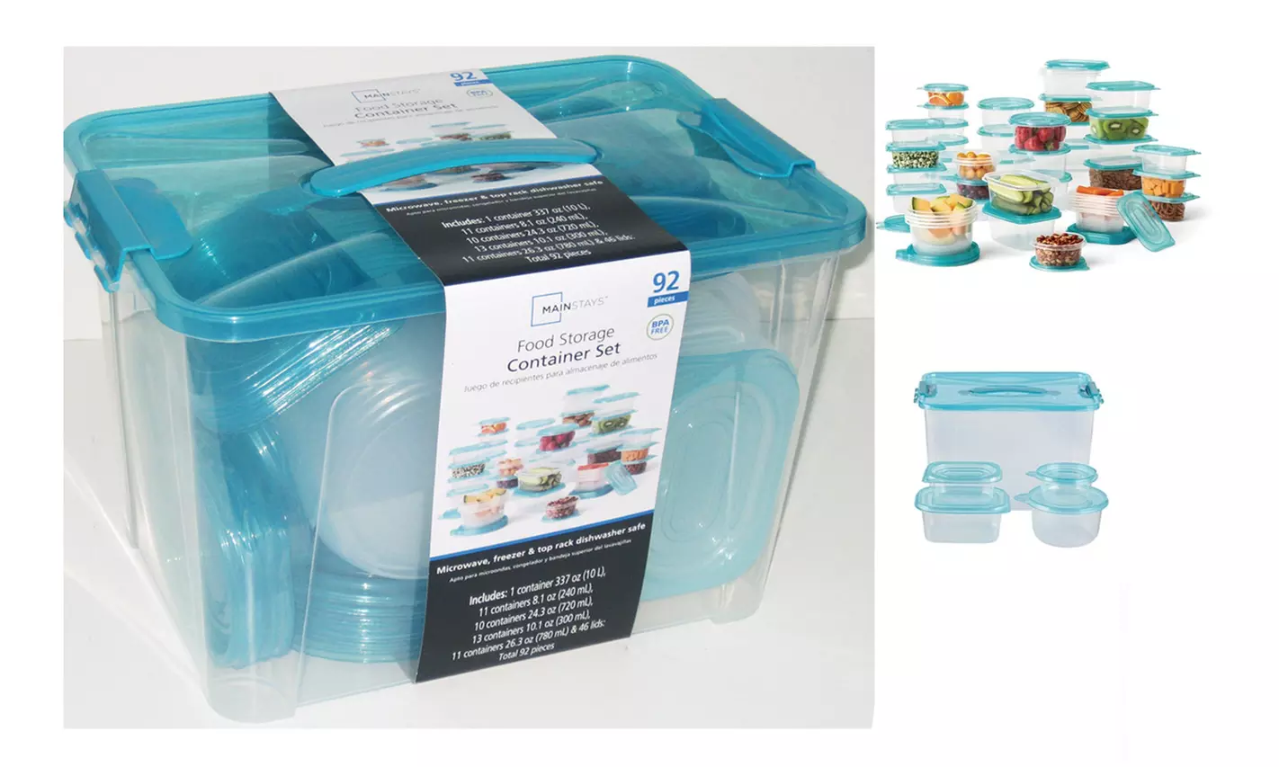 Mainstays Teal Food Storage Container Set 92 pieces - Primary Image