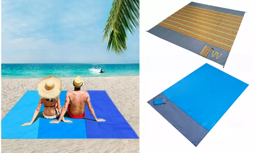 Extra Large Sandproof Beach Mat Blanket for Picnic Camping Hiking 83"x78" 