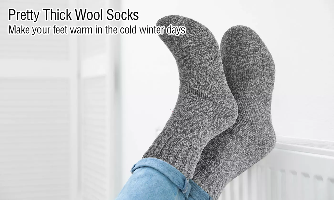 3 Pairs Men's Ultra-Thick Winter Warm Breathable Wool Hiking Crew Socks