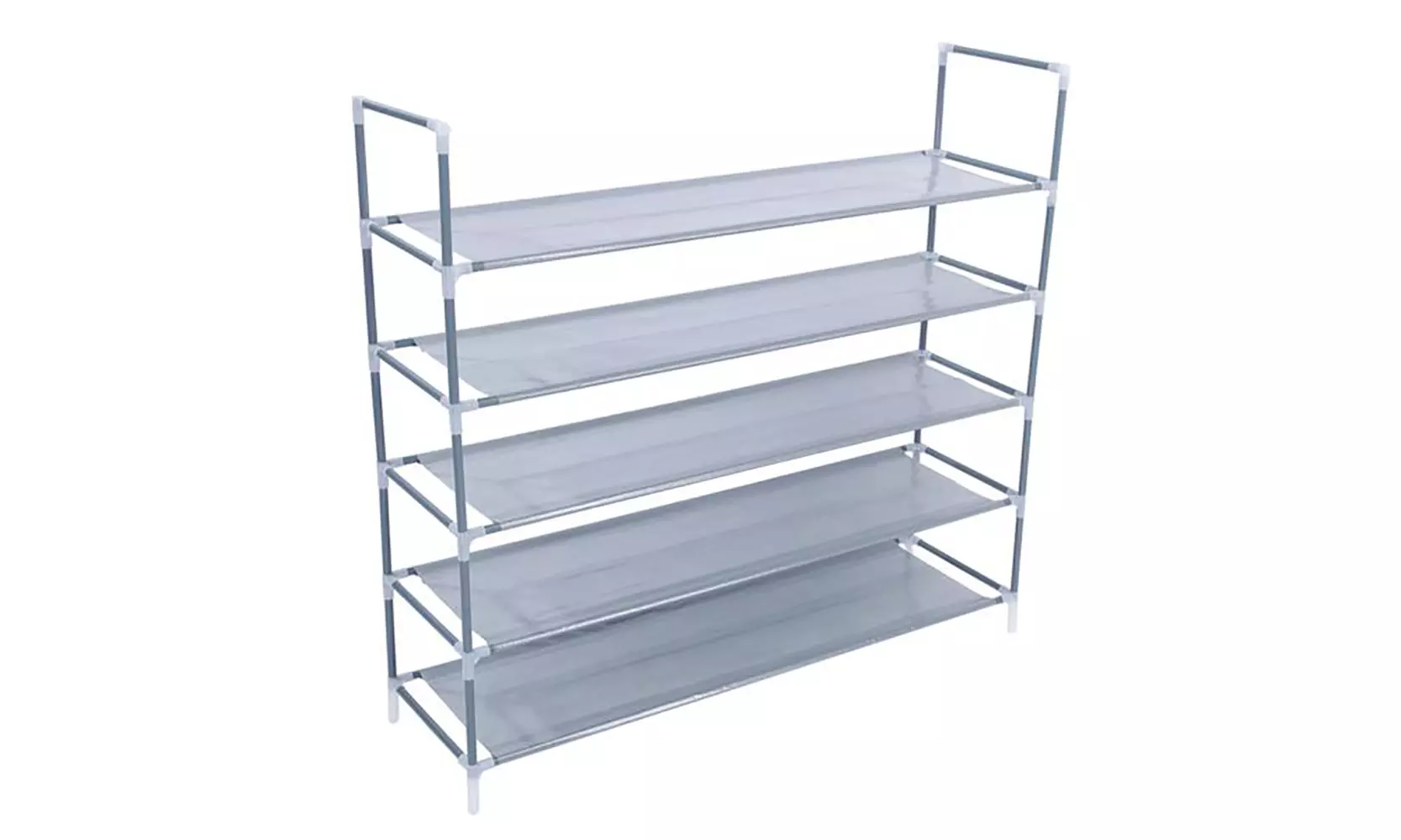 Simple Assembly 5 Tiers Non-woven Fabric Shoe Rack with Handle Gray - Second Medium