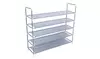 Simple Assembly 5 Tiers Non-woven Fabric Shoe Rack with Handle Gray