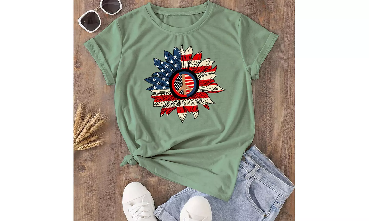 Women Miss American Flag Patriotic T-Shirt (S-2XL)