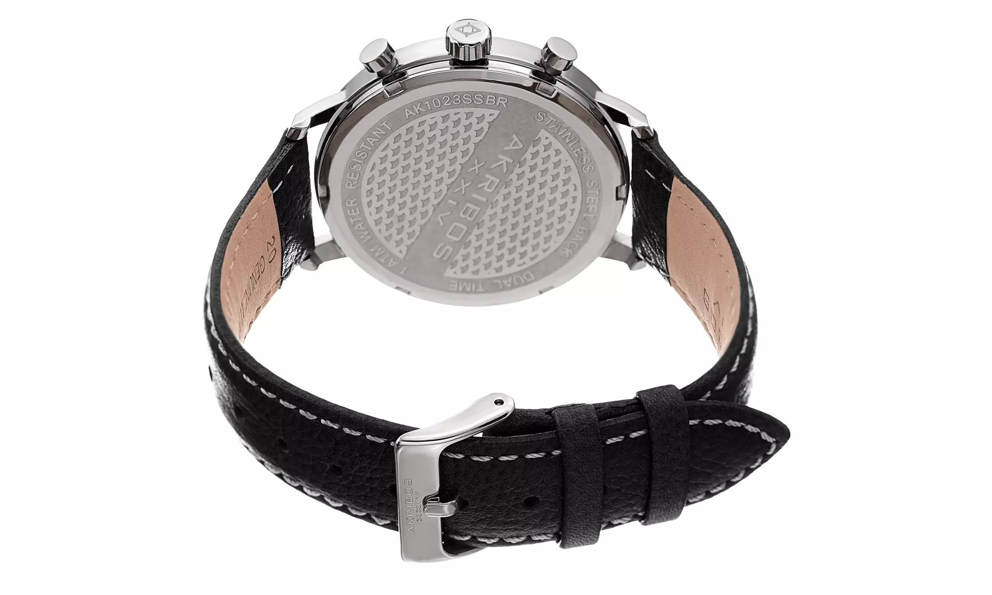 Akribos XXIV Men's Chronograph Date Brown Leather Strap Watch
