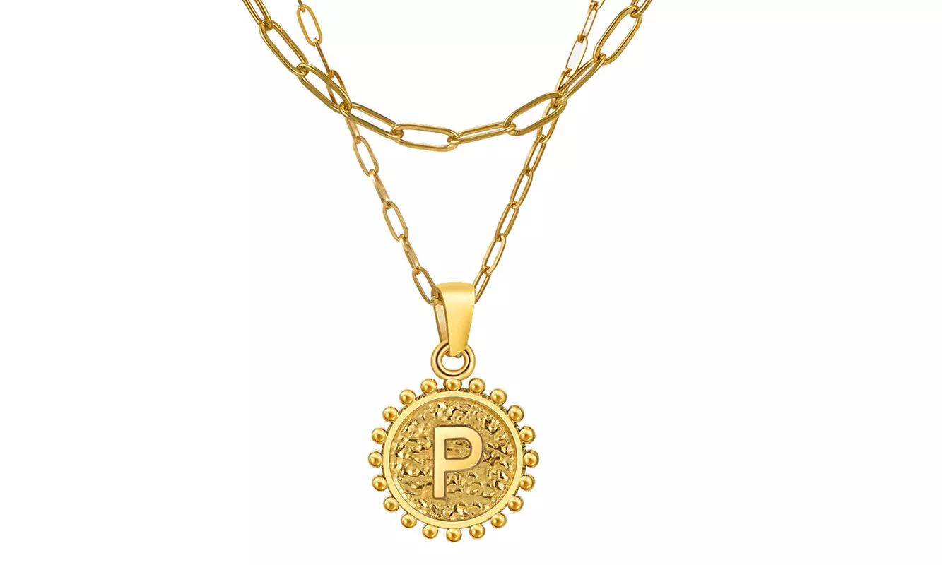 14K Gold Plated Layering Paperclip Chain Necklace Initial A-Z Letter Necklace 