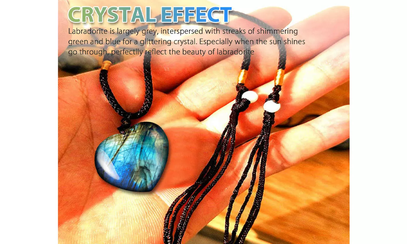 Natural Crystal Heart Moonstone Polished Labradorite Healing Energy Reiki Stone