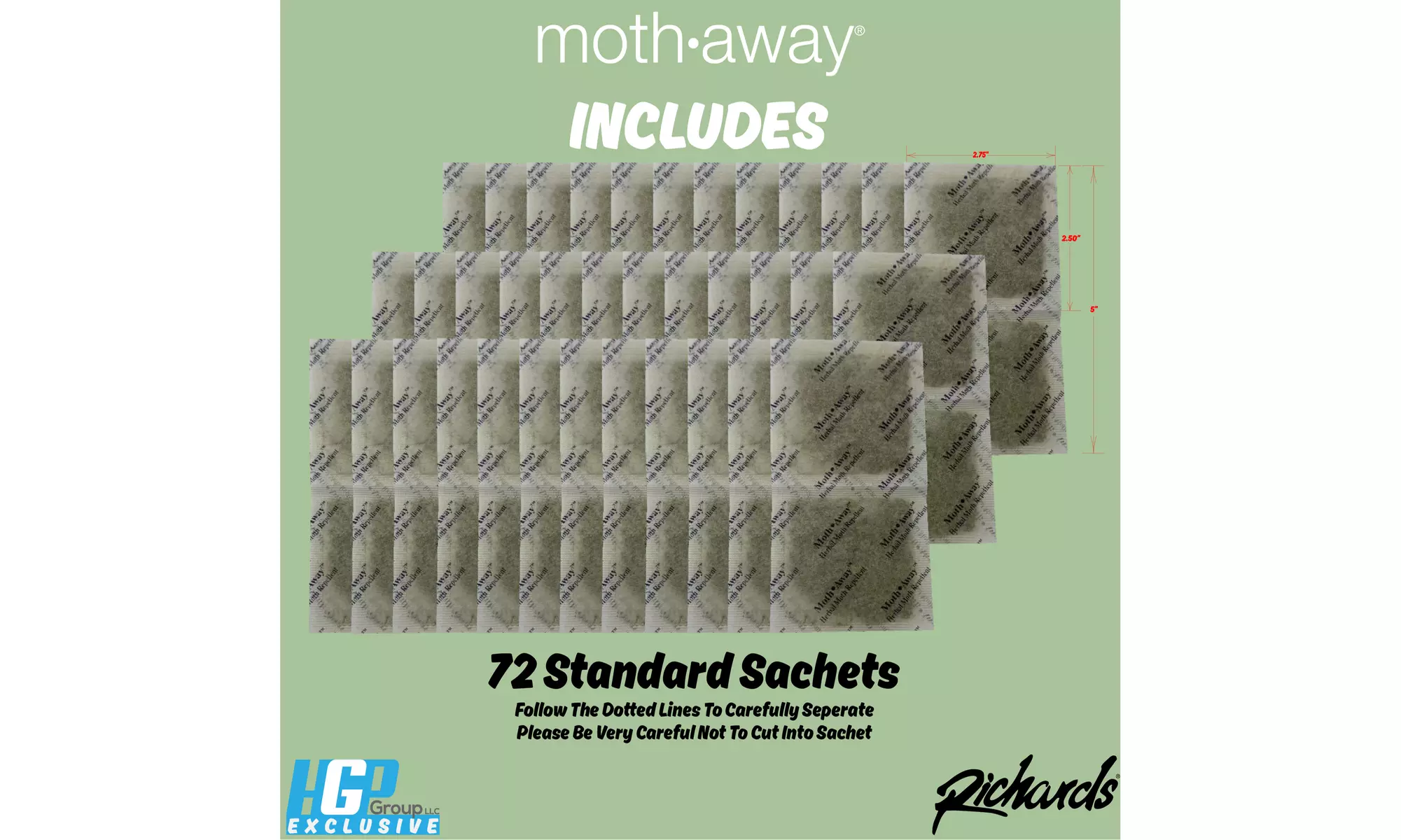 Moth Away All Natural Herbal Moth Repellent Sachets (Standard or Jumbo Sized)