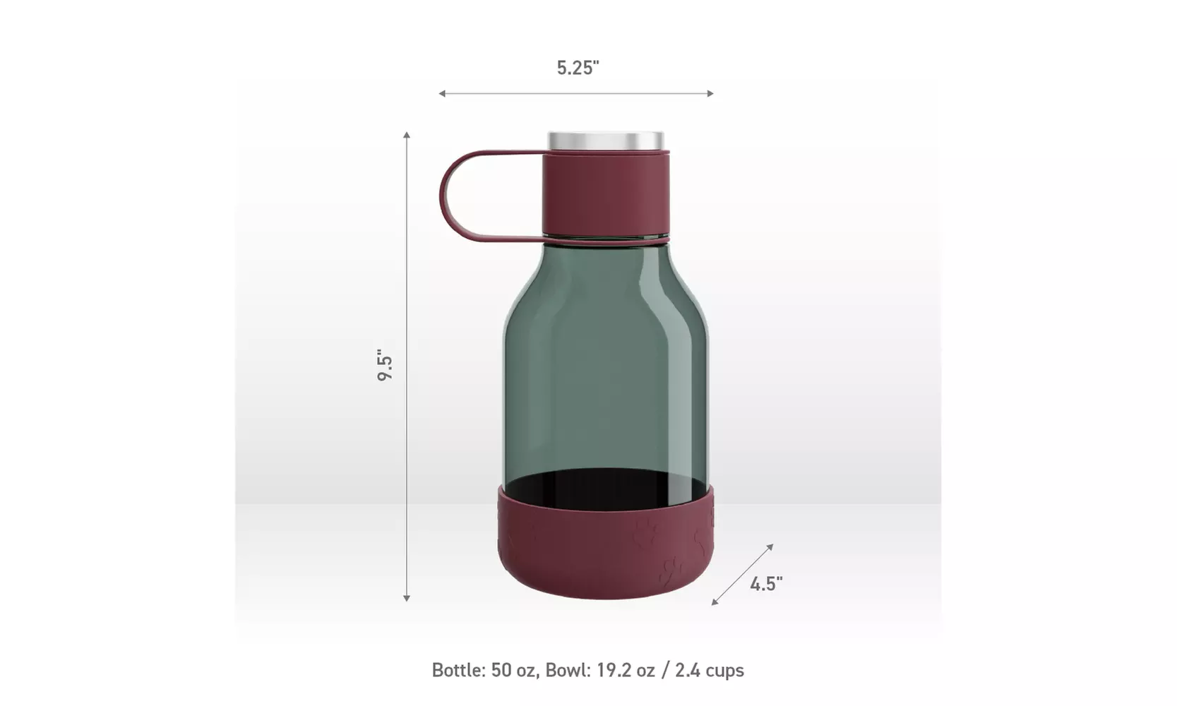 Asobu Tritan Water Bottle with Dog Bowl Attached- 50 Ounces