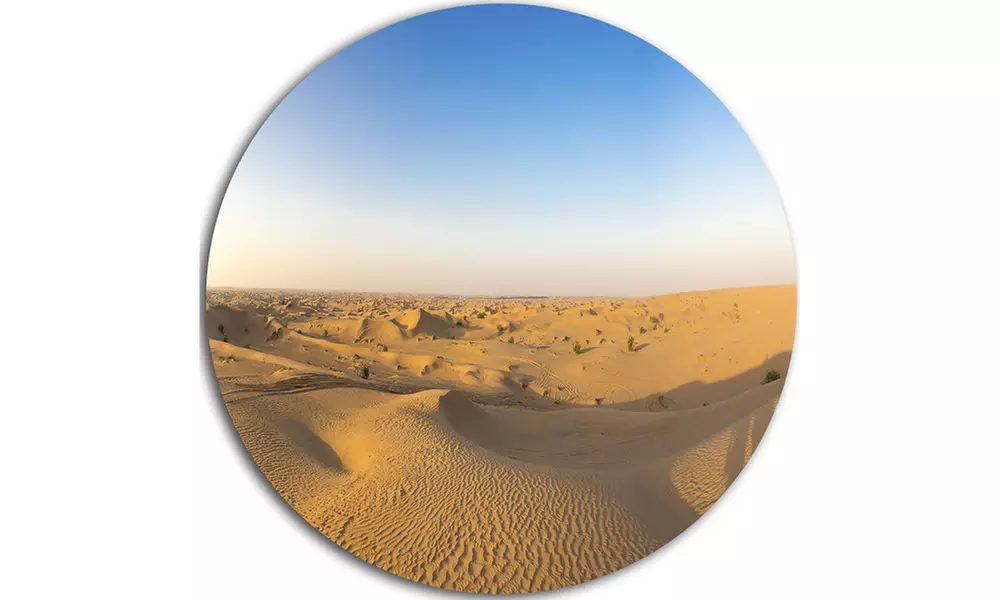 Sand Dunes Desert in Dubai' Landscape Metal Circle Wall Art - Second Medium