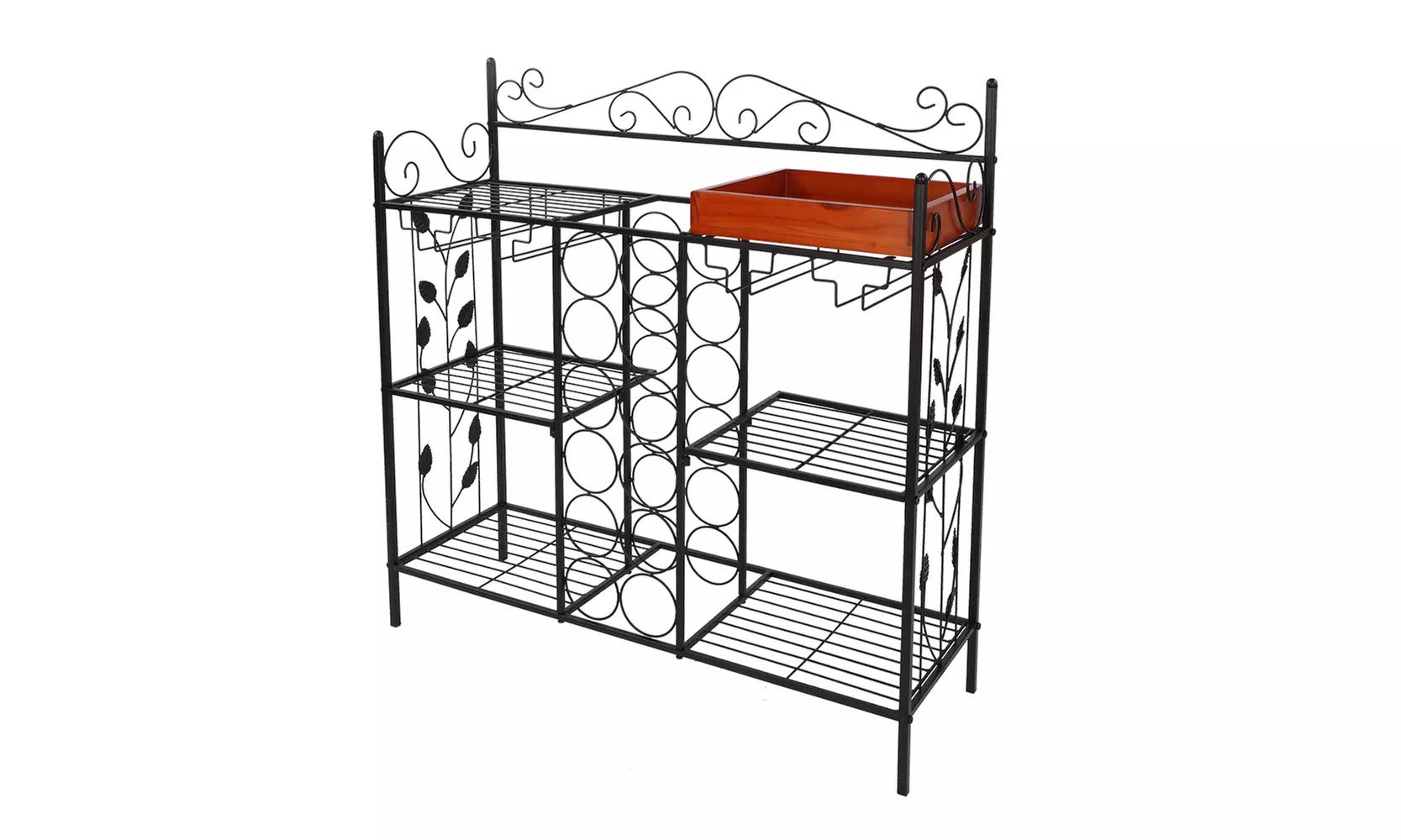 Kitchen Bakers Rack Console Table with 12 Bottles Wine Storage  - Primary Image