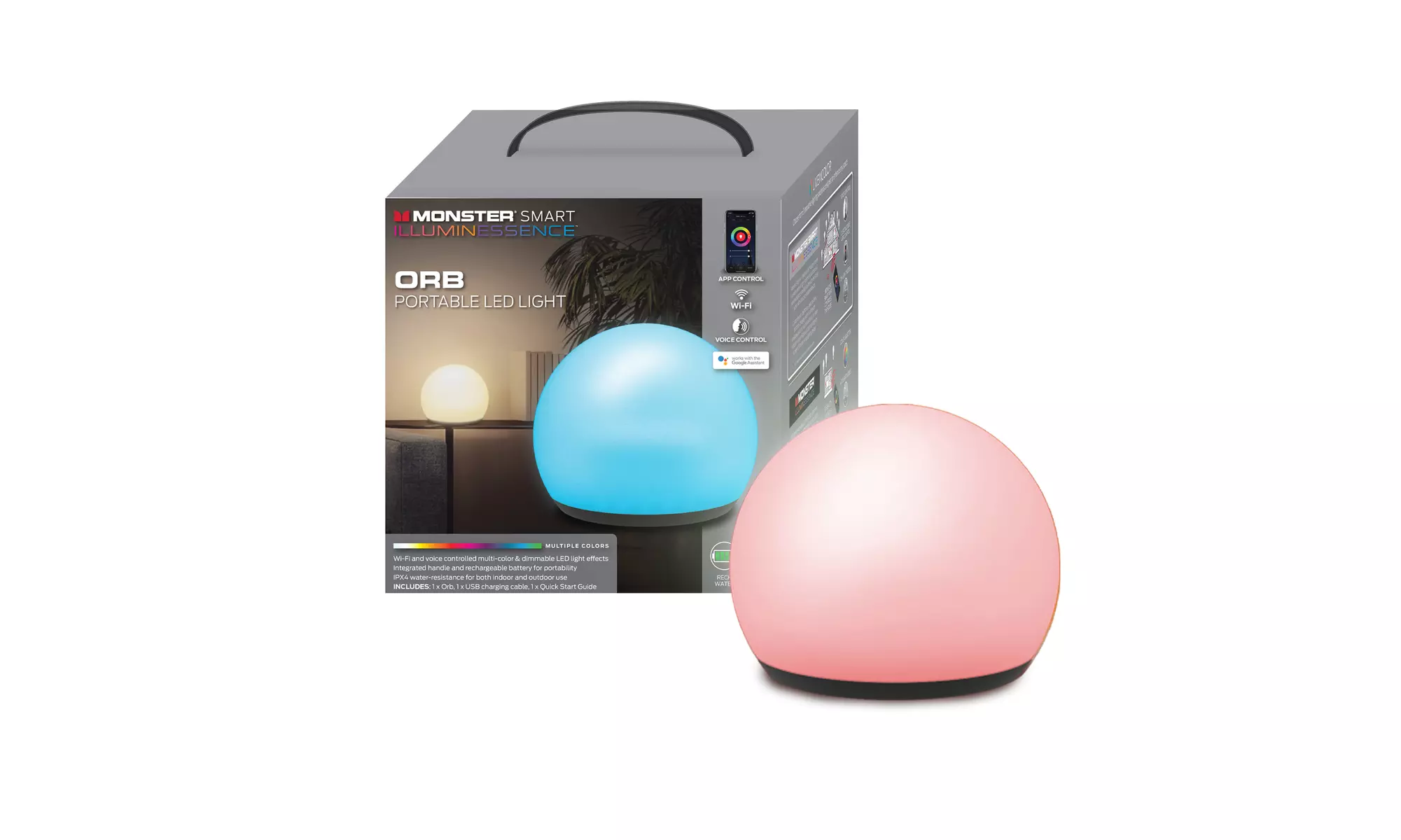 Monster Smart Portable LED Light Orb, 7 Inch, Voice Control, Mobile App Control - Primary Image
