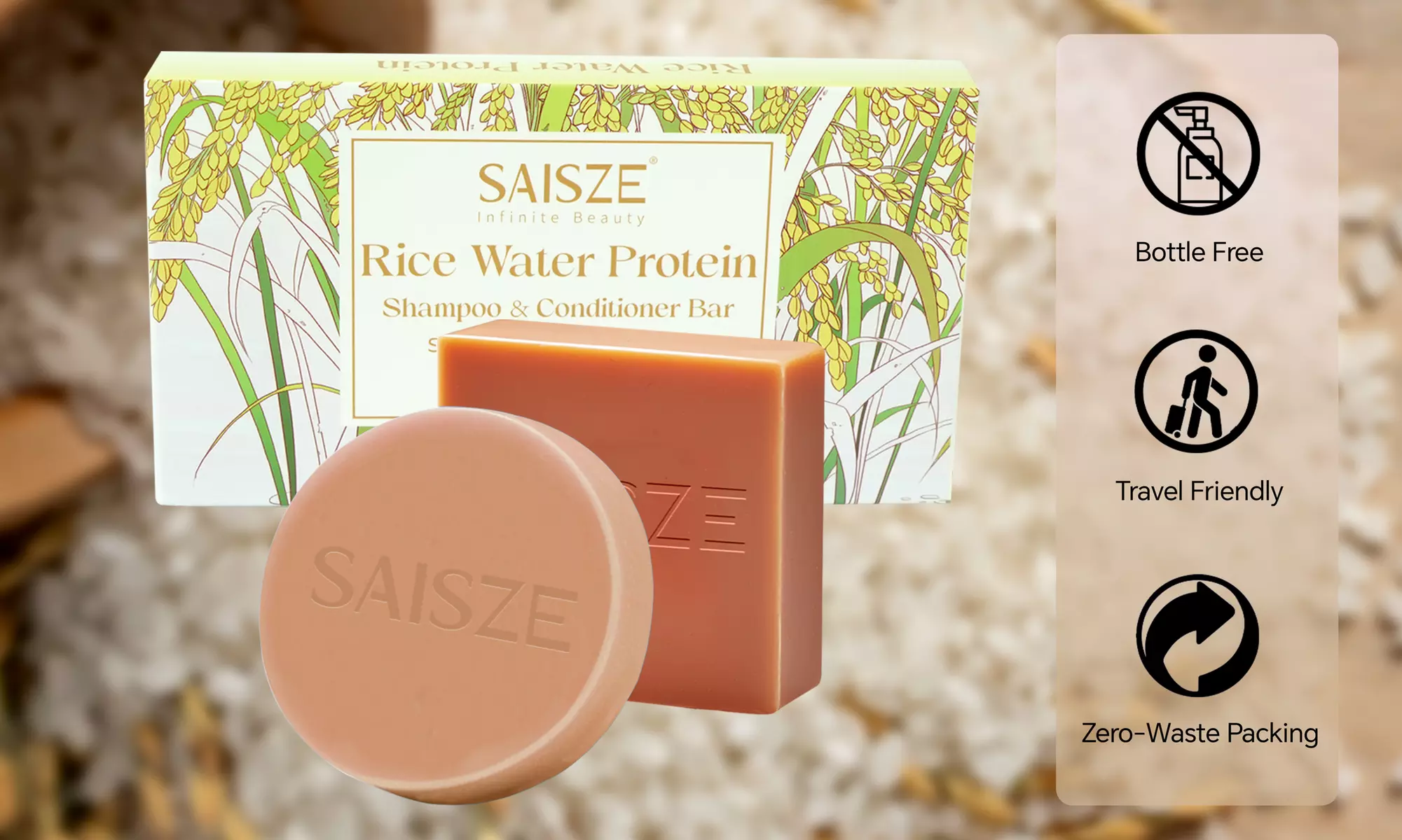 Saisze Handmade Natural Shampoo and Conditioner Bars 2-Piece - Second Medium