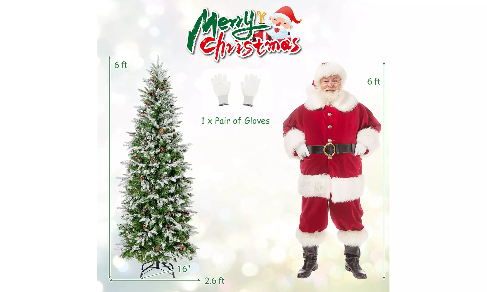 Costway 6/7.5/9 FT Christmas Tree with PE PVC Branch Tips Warm White LED Lights