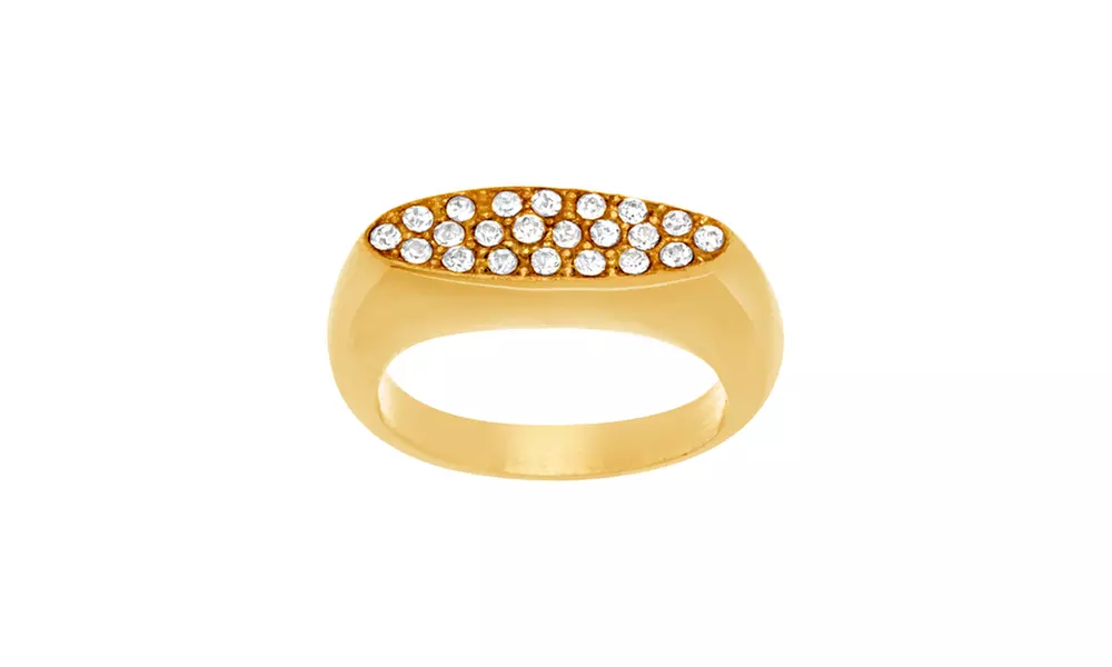 Stainless Steel Crystal Oval Flat Ring - Primary Image