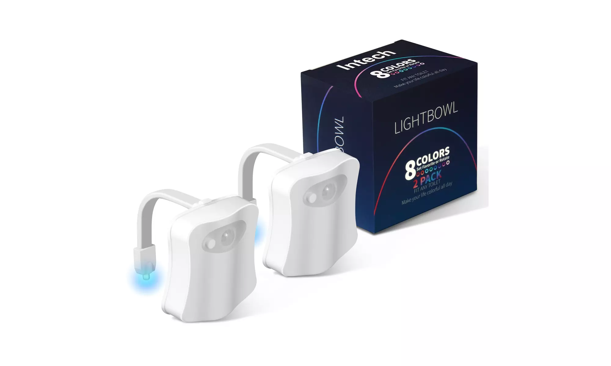 Toilet Night Light Motion Sensor Activated 8Colors LED Bathroom Nightlight 2Pack - Second Medium