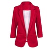 Image 4: Women's Cotton Rolled up Sleeve No-Buckle Blazer Jacket Suits