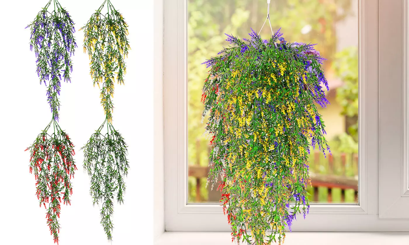 Hanging Plants Artificial Lavender UV Resistant Plants Flowers for Spring Decor - Primary Image
