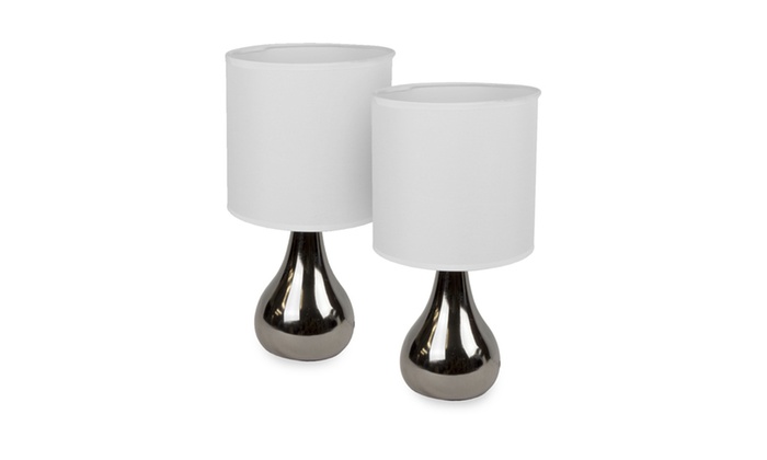 Up To 60 Off On Intellibrands 14 Teardrop St Groupon Goods Intellibrands 14 Teardrop Style Table Lamp Shade Matte Silver Or Gloss