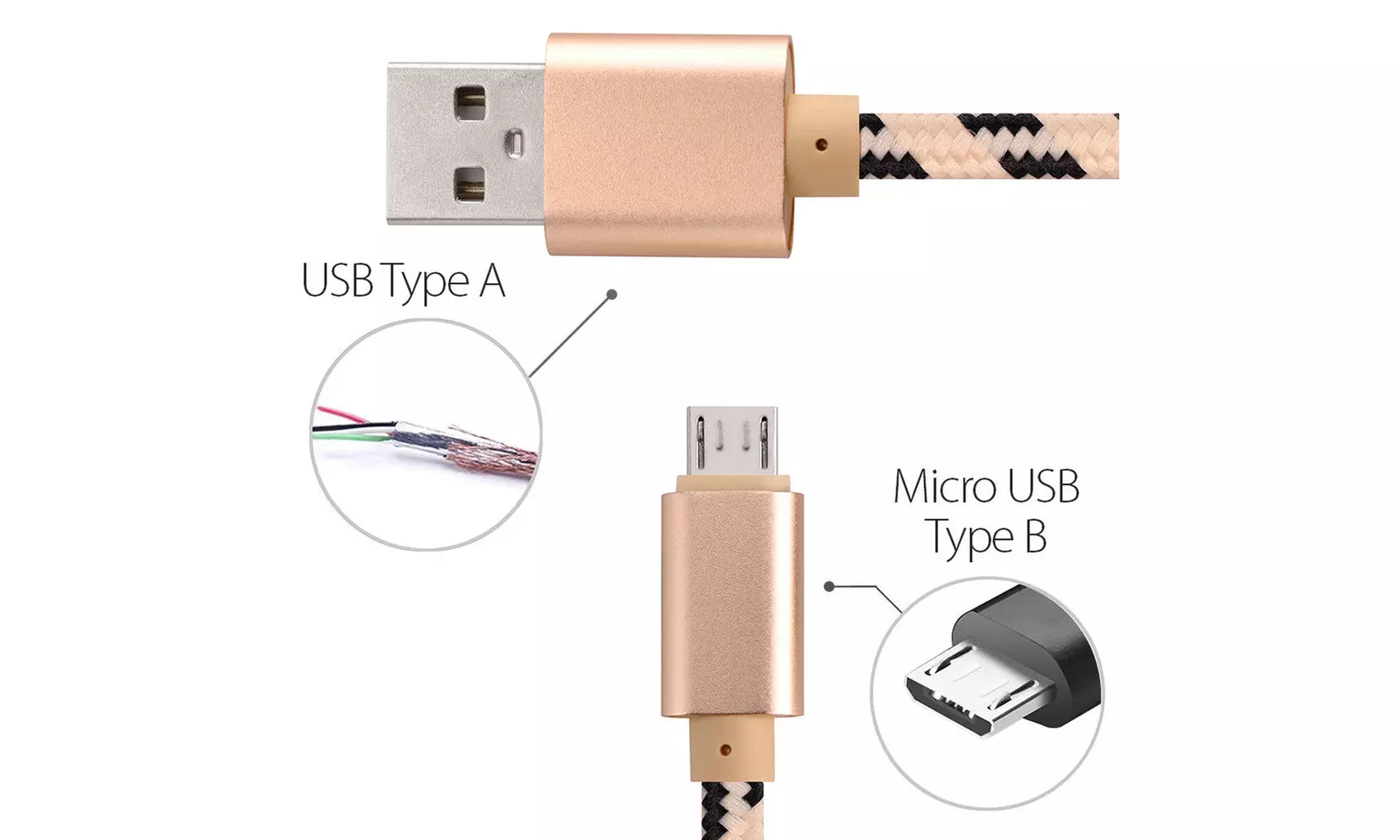 4x Micro USB Fast Charger Data Sync Cable Nylon Braided Cord for Samsung Android - Second Medium