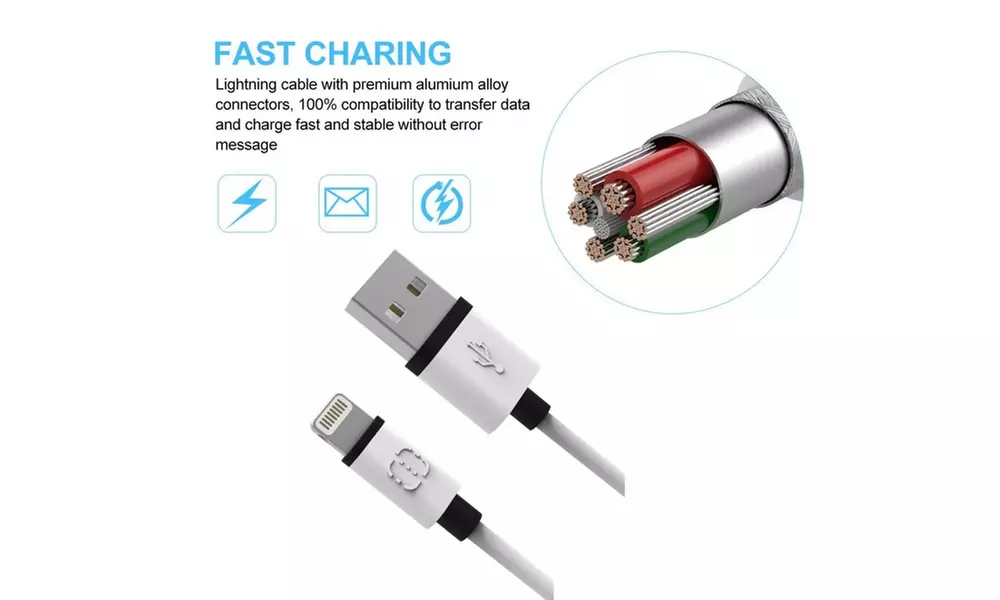 Walnut Apple Certified 4-ft Charge and Sync Fast Charging Cable (1 or 2-Pack) - Primary Image